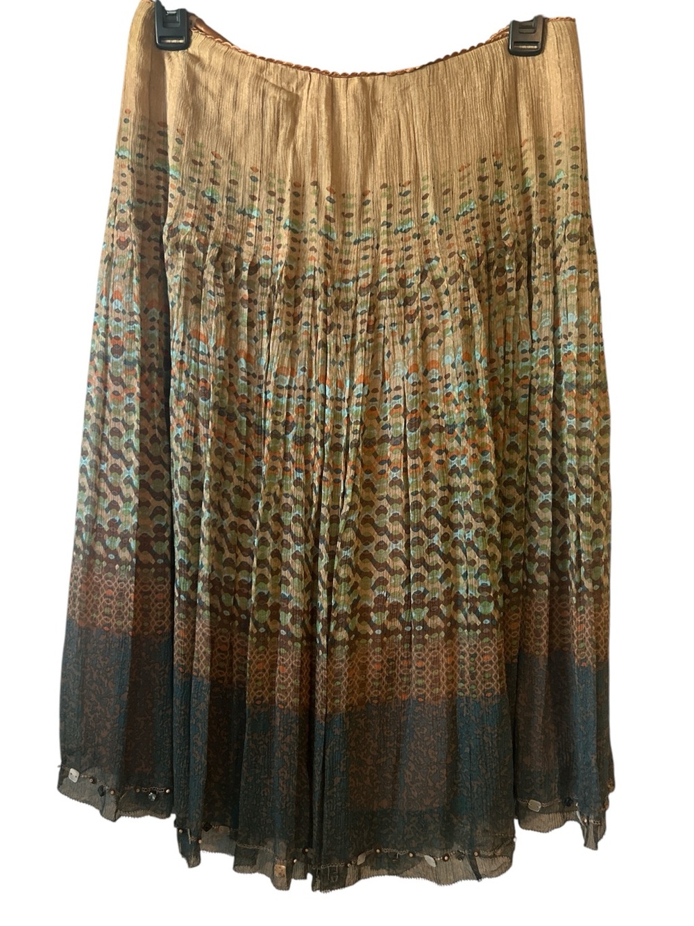 Elie Tahari 100% Silk Earth Tones Pleated Skirt Women’s Size 4 Quiet Luxury